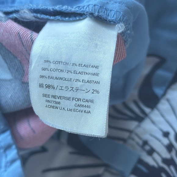 J. Crew High Waist Floral Print Shorts Navy Pink White & Light Blue Cotton Twill - Picture 6 of 7